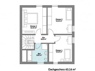Fertighaus Point 128.2 von Danwood Schlüsselfertig ab 272000€, Satteldach-Klassiker Grundriss 2