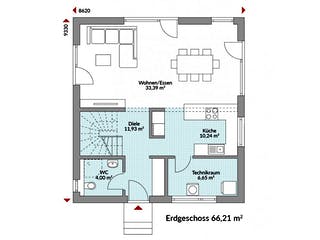 Fertighaus Point 128 von Danwood Schlüsselfertig ab 255100€, Satteldach-Klassiker Grundriss 1