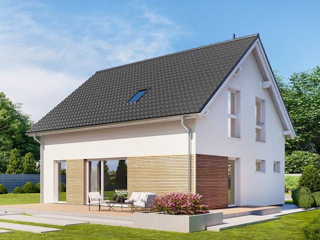 Fertighaus Point 130 von Danwood Schlüsselfertig ab 258900€, Satteldach-Klassiker Außenansicht 1