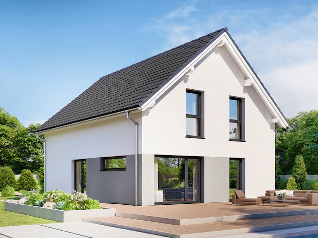 Fertighaus Point 138.1 von Danwood Schlüsselfertig ab 276600€, Satteldach-Klassiker Außenansicht 1