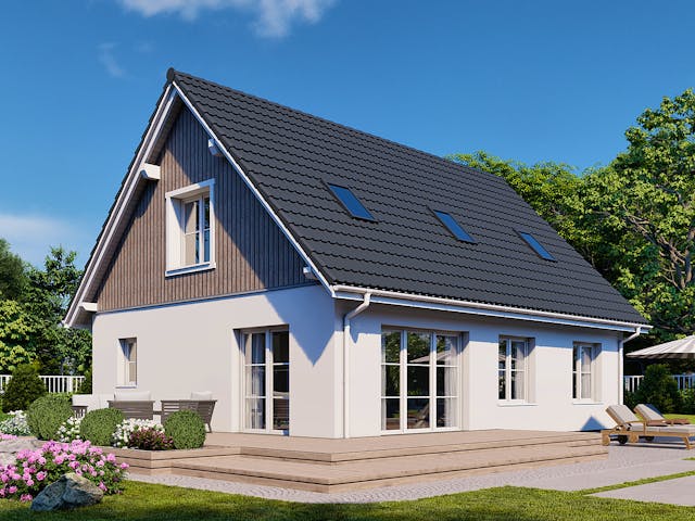 Fertighaus Point 142.1 von Danwood Schlüsselfertig ab 282700€, Satteldach-Klassiker Außenansicht 1