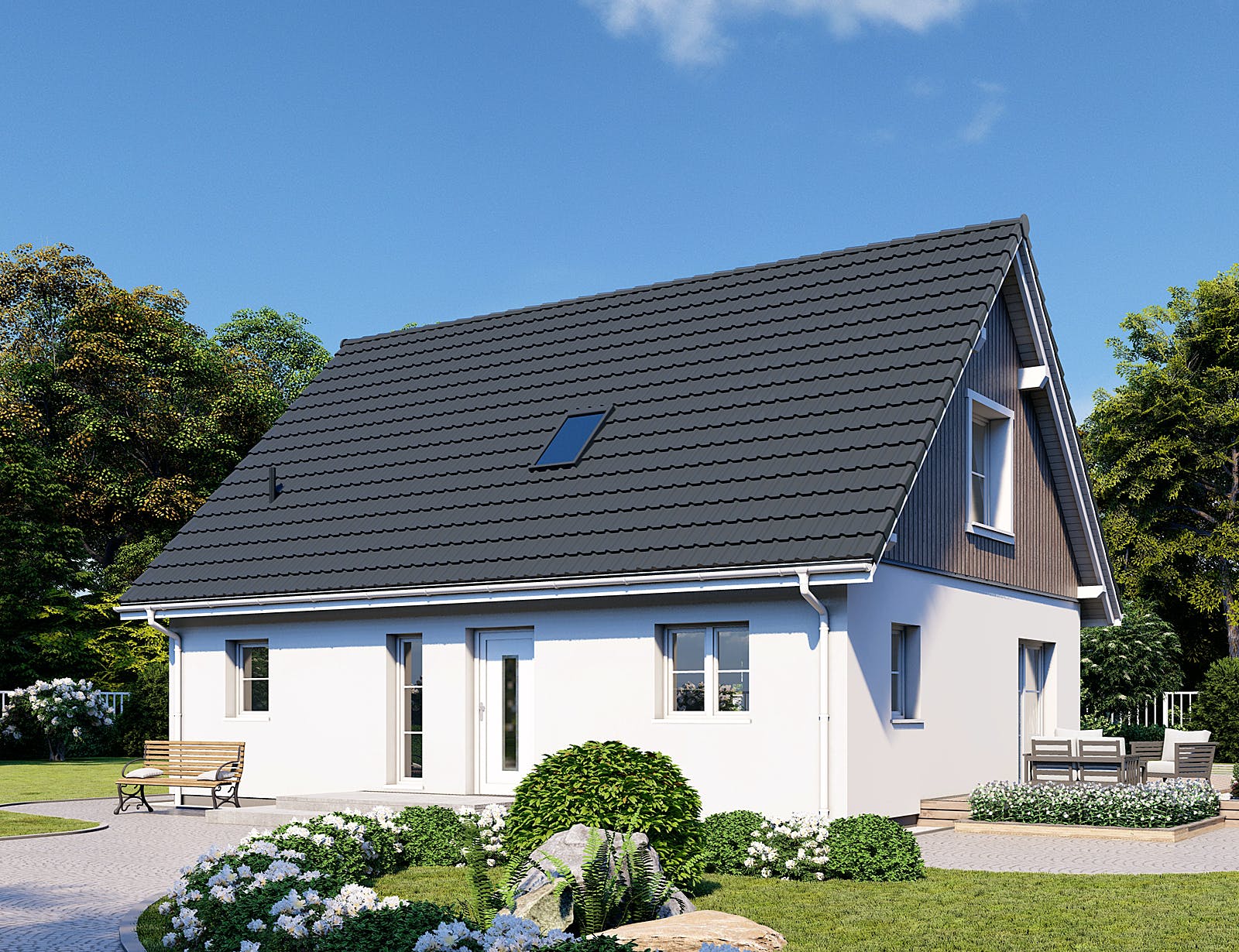 Fertighaus Point 142.1 von Danwood Schlüsselfertig ab 245700€, Satteldach-Klassiker Außenansicht 2