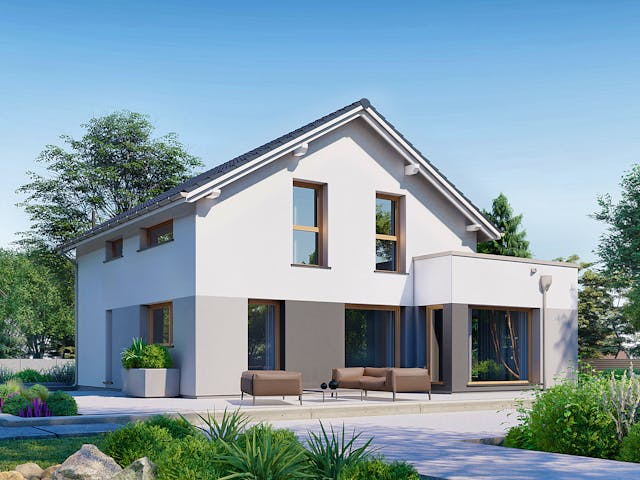 Fertighaus Point 144 von Danwood Schlüsselfertig ab 301000€, Satteldach-Klassiker Außenansicht 1 Fertighaus Point 144 von Danwood Schlüsselfertig ab 301000€, Satteldach-Klassiker Außenansicht 1