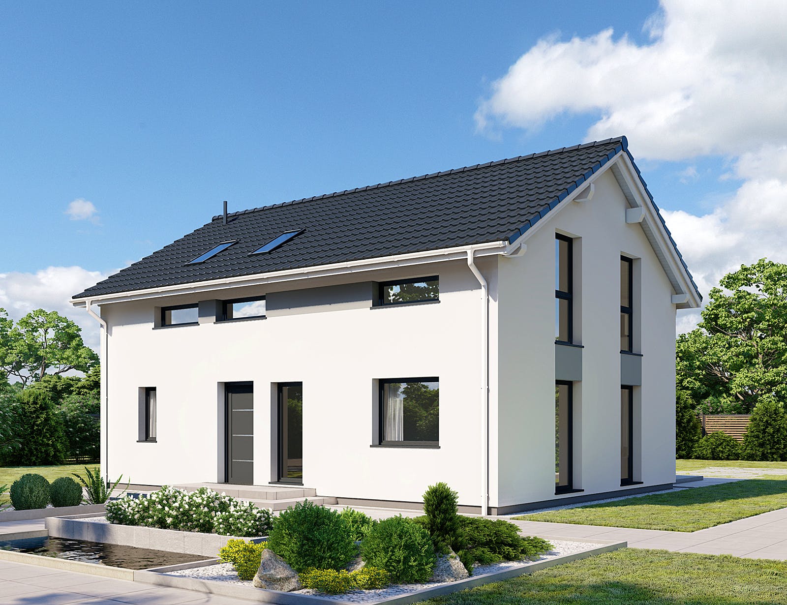 Fertighaus Point 145 von Danwood Schlüsselfertig ab 270600€, Satteldach-Klassiker Außenansicht 1