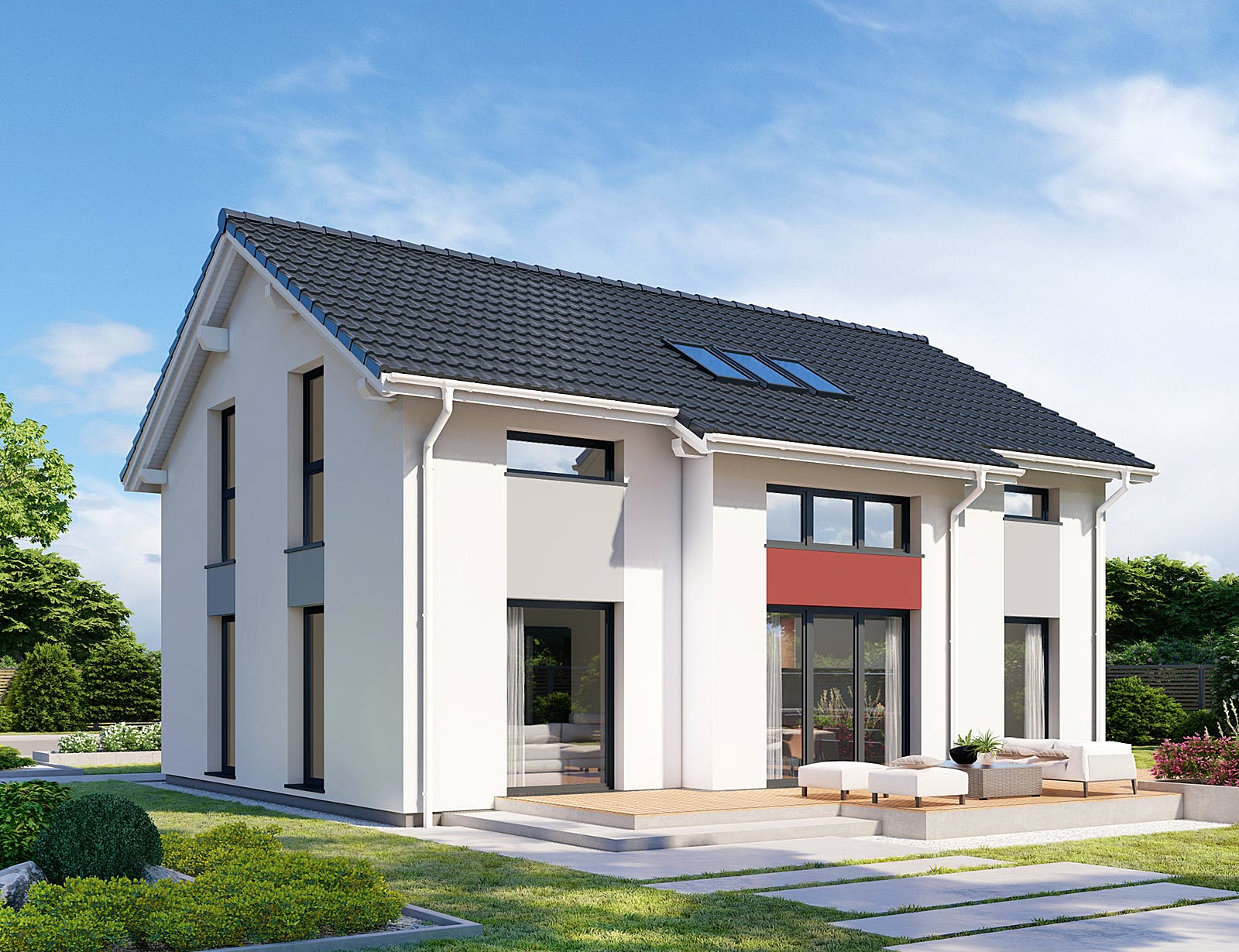 Fertighaus Point 145 von Danwood Schlüsselfertig ab 270600€, Satteldach-Klassiker Außenansicht 2