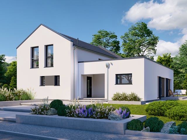 Fertighaus Privat 191 von Danwood Schlüsselfertig ab 442100€, Satteldach-Klassiker Außenansicht 1