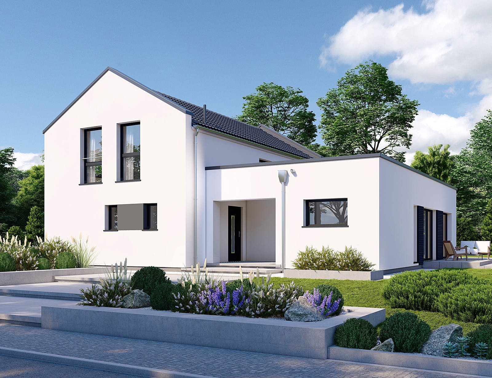 Fertighaus Privat 191 von Danwood Schlüsselfertig ab 380500€, Satteldach-Klassiker Außenansicht 1