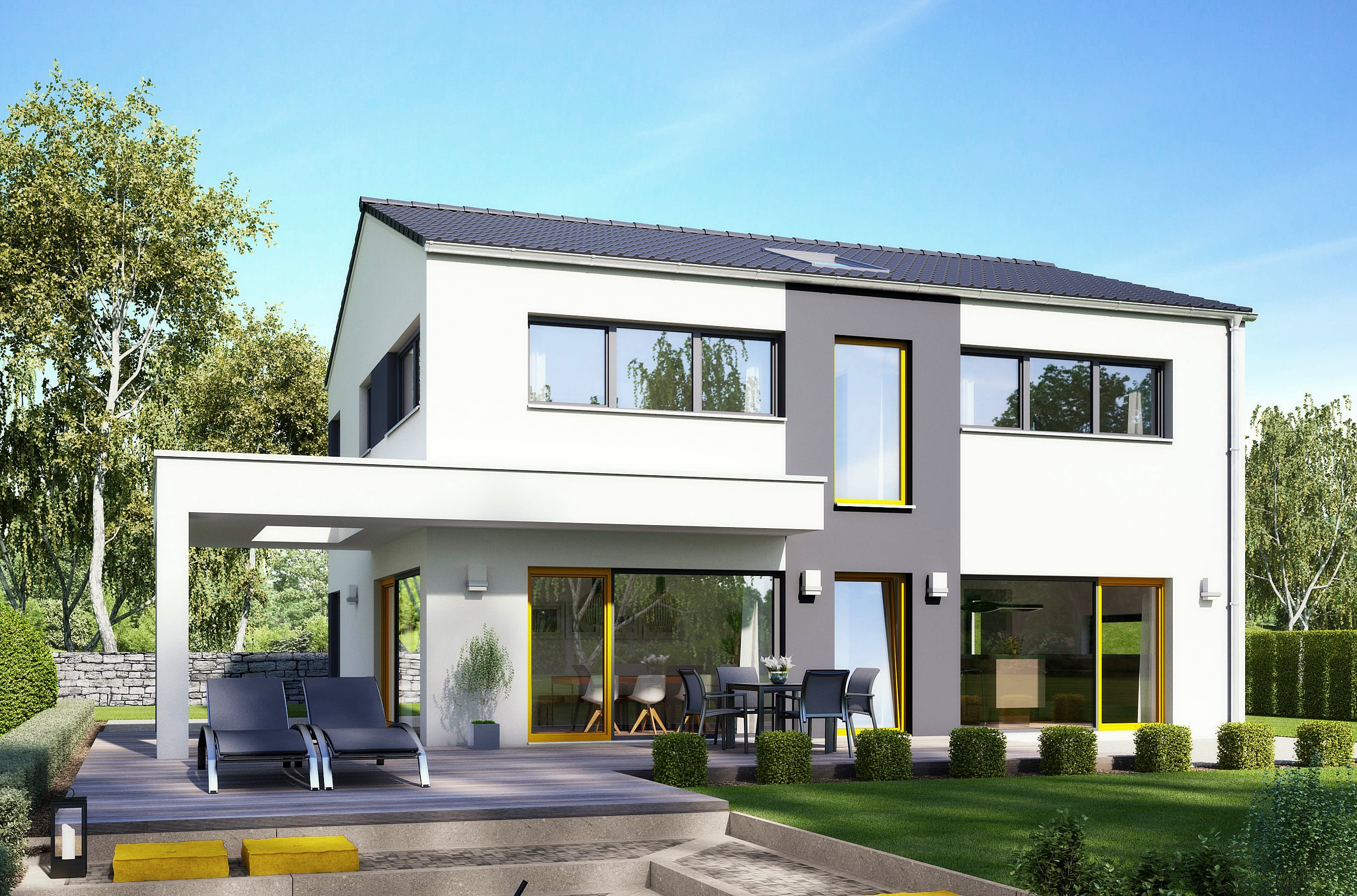 Fertighaus Deniro 155 von Büdenbender Hausbau, Satteldach-Klassiker Außenansicht 1
