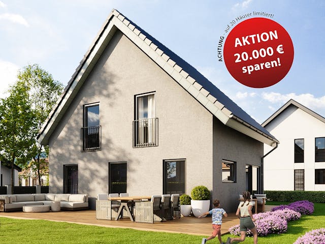 Massivhaus ICON Edition 20 von Dennert Massivhaus Ausbauhaus ab 210170€, Satteldach-Klassiker Außenansicht 1