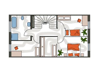 Massivhaus ICON S Reihenhaus mit Satteldach von Dennert Massivhaus Ausbauhaus ab 210300€, Satteldach-Klassiker Grundriss 2