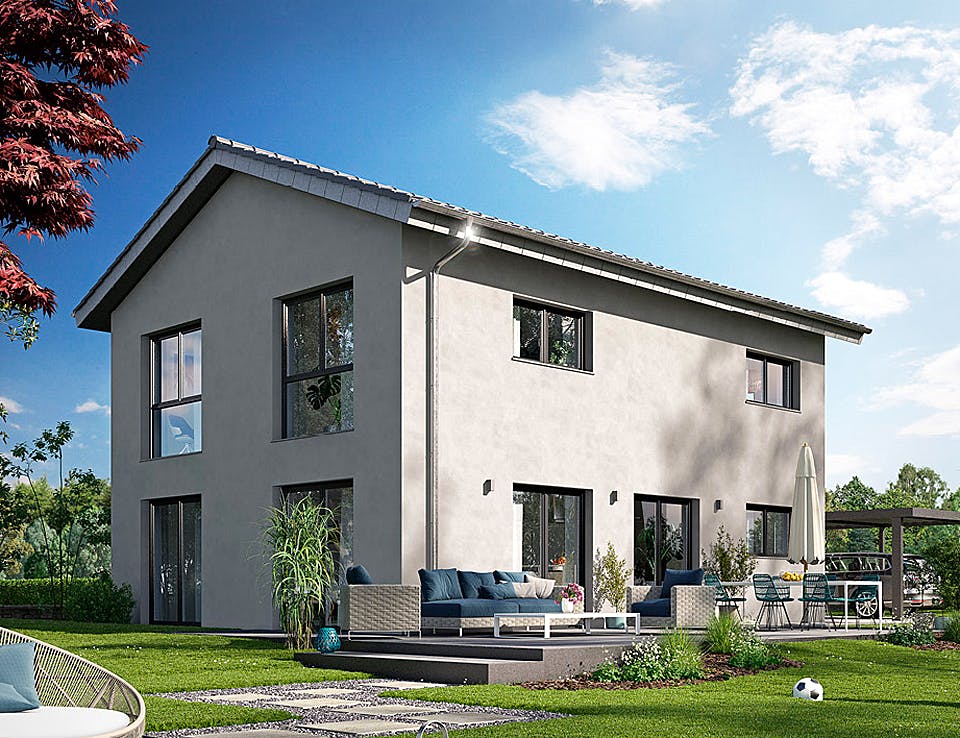 Massivhaus ICON 3.25 Aktionshaus von Dennert Massivhaus Schlüsselfertig ab 299800€, Satteldach-Klassiker Außenansicht 1