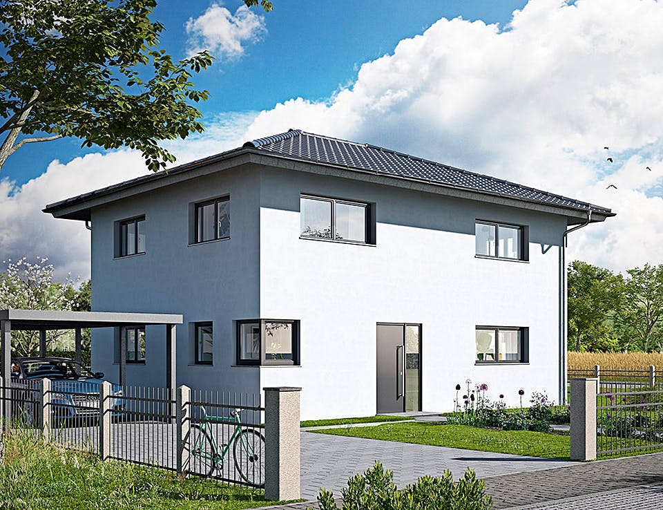 Massivhaus ICON 3.25 Aktionshaus von Dennert Massivhaus Schlüsselfertig ab 299800€, Satteldach-Klassiker Außenansicht 2