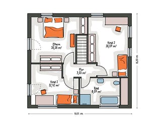 Massivhaus ICON 3 City mit Flachdach von Dennert Massivhaus Ausbauhaus ab 264400€, Cubushaus Grundriss 2