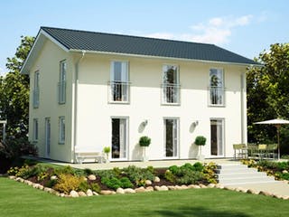 Massivhaus ICON 3+ City mit Satteldach von Dennert Massivhaus Ausbauhaus ab 277100€, Satteldach-Klassiker Außenansicht 1