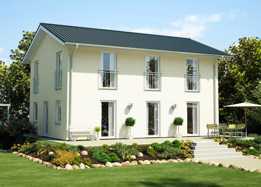 Massivhaus ICON 3+ City mit Satteldach von Dennert Massivhaus Ausbauhaus ab 269000€, Satteldach-Klassiker Außenansicht 1