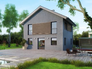 Massivhaus ICON 3 City mit Satteldach von Dennert Massivhaus Ausbauhaus ab 258300€, Satteldach-Klassiker Außenansicht 1