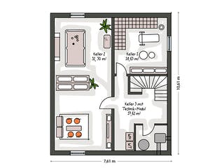Massivhaus ICON 3+ City mit Satteldach von Dennert Massivhaus Ausbauhaus ab 277100€, Satteldach-Klassiker Grundriss 3