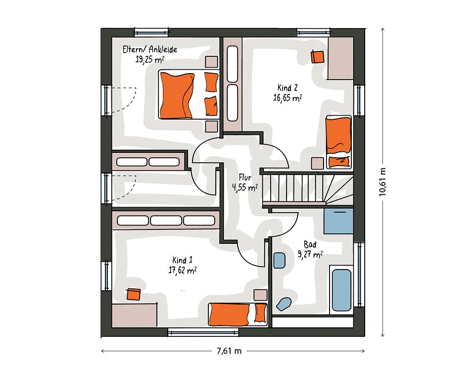 Massivhaus ICON 3+ City mit Walmdach von Dennert Massivhaus Ausbauhaus ab 267900€, Stadtvilla Grundriss 2