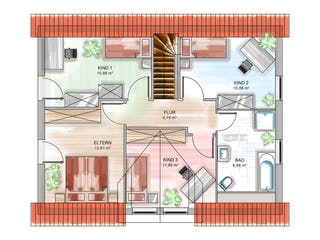 Massivhaus ICON 3+ mit Quergiebel von Dennert Massivhaus Ausbauhaus ab 264988€, Satteldach-Klassiker Grundriss 2