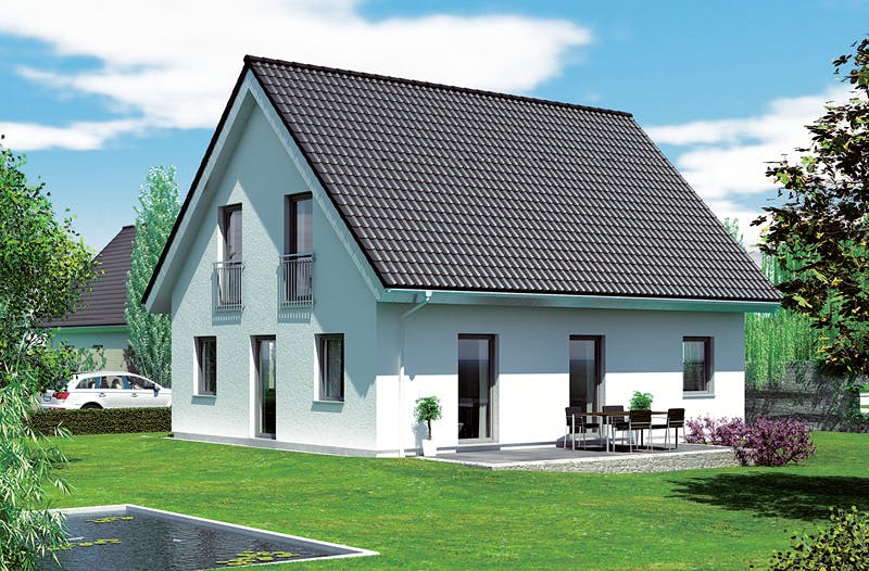 Massivhaus ICON 3+ mit Satteldach von Dennert Massivhaus Ausbauhaus ab 237100€, Satteldach-Klassiker Außenansicht 2