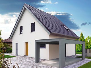 Massivhaus ICON 3 mit Satteldach von Dennert Massivhaus Ausbauhaus ab 226600€, Satteldach-Klassiker Außenansicht 1