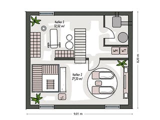 Massivhaus ICON 3 mit Satteldach von Dennert Massivhaus Ausbauhaus ab 230170€, Satteldach-Klassiker Grundriss 3