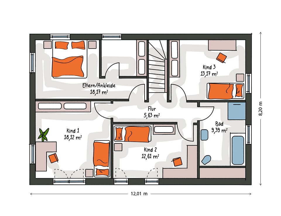 Massivhaus ICON 4 City mit Flachdach von Dennert Massivhaus Ausbauhaus ab 294300€, Cubushaus Grundriss 2