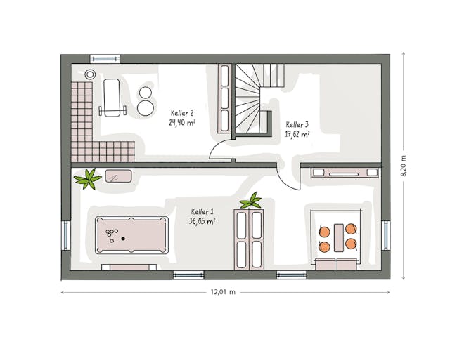 Massivhaus ICON 4 City mit Walmdach von Dennert Massivhaus Ausbauhaus ab 299470€, Stadtvilla Grundriss 1