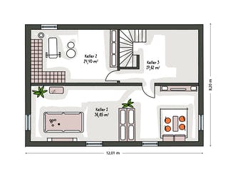 Massivhaus ICON 4 mit Satteldach von Dennert Massivhaus Ausbauhaus ab 259600€, Satteldach-Klassiker Grundriss 3