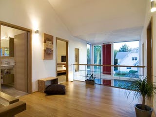 Blockhaus D168 MH Bad Vilbel von Frammelsberger R. Ingenieur-Holzbau, Satteldach-Klassiker Innenansicht 3