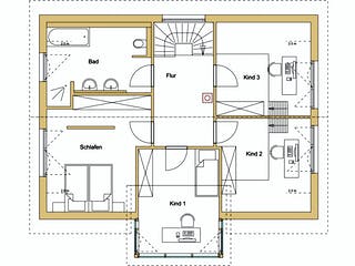 Blockhaus D176 Becker von Frammelsberger R. Ingenieur-Holzbau, Satteldach-Klassiker Grundriss 2
