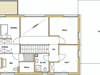 Blockhaus D188 Hertfelder‐Siegel von Frammelsberger R. Ingenieur-Holzbau, Satteldach-Klassiker Grundriss 2