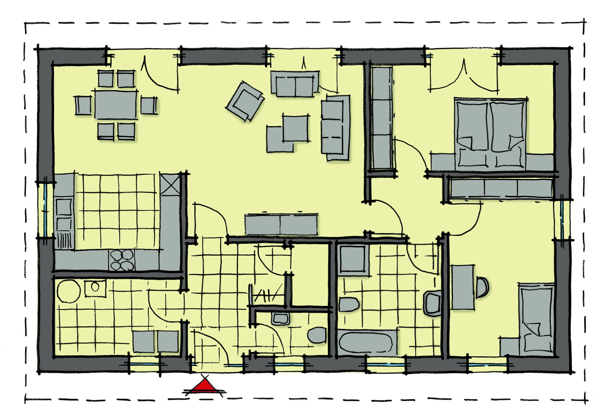Fertighaus Dordogne von GUSSEK HAUS Schlüsselfertig ab 303300€, Bungalow Grundriss 1