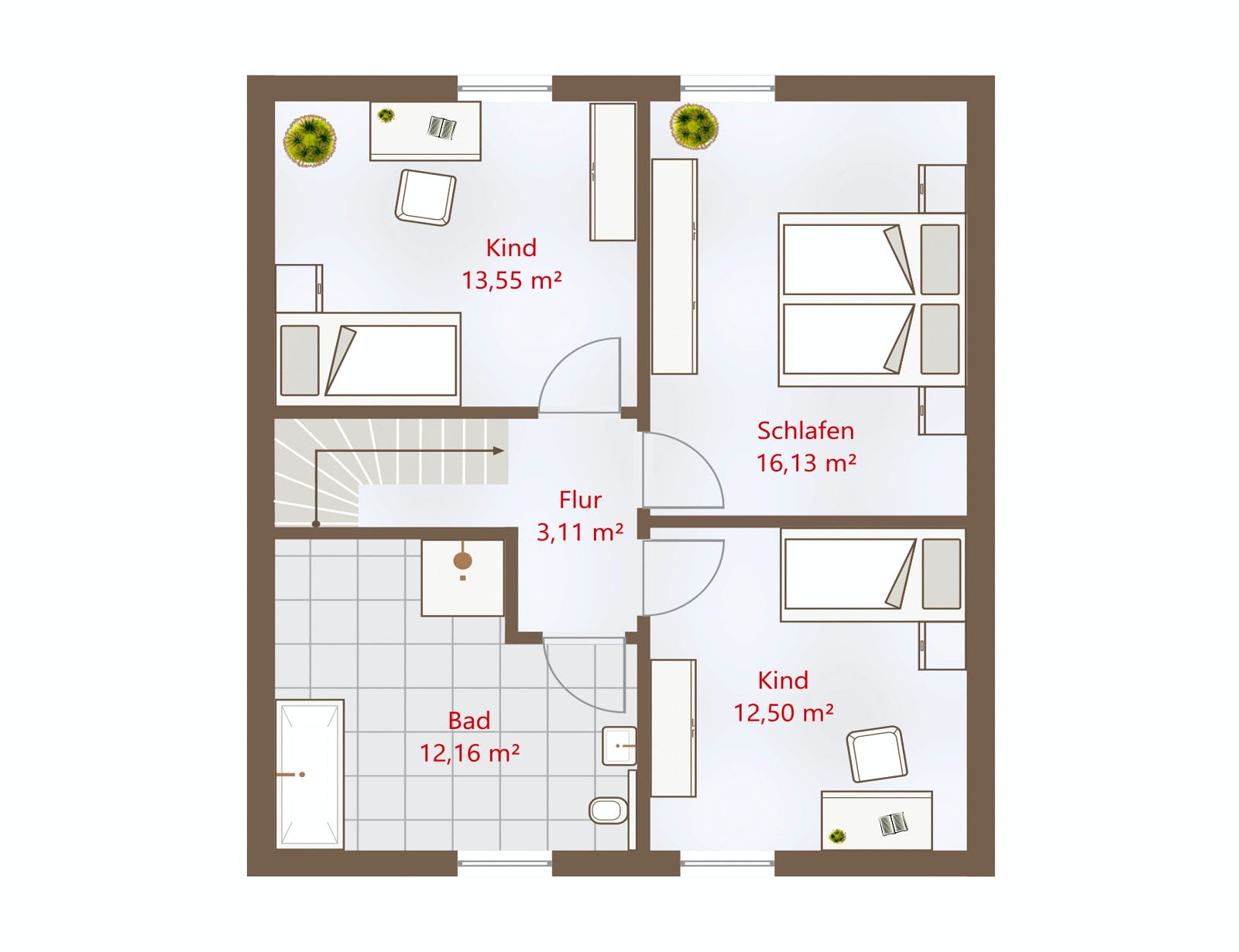 Fertighaus Hausidee 119 SD von DREVO HAUS Schlüsselfertig ab 239600€, Satteldach-Klassiker Grundriss 2