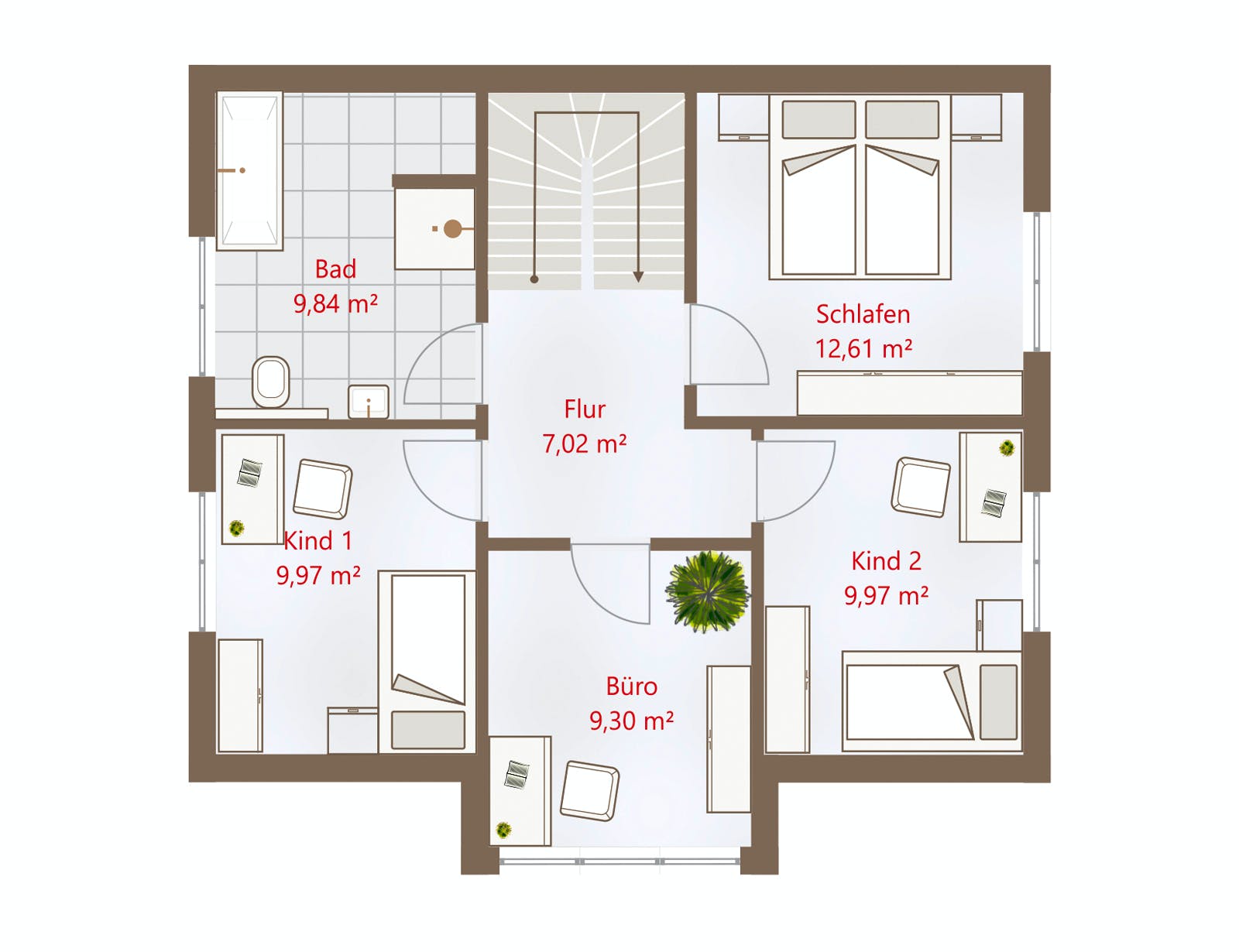 Fertighaus Hausidee 122 SD von DREVO HAUS Schlüsselfertig ab 263700€, Satteldach-Klassiker Grundriss 2