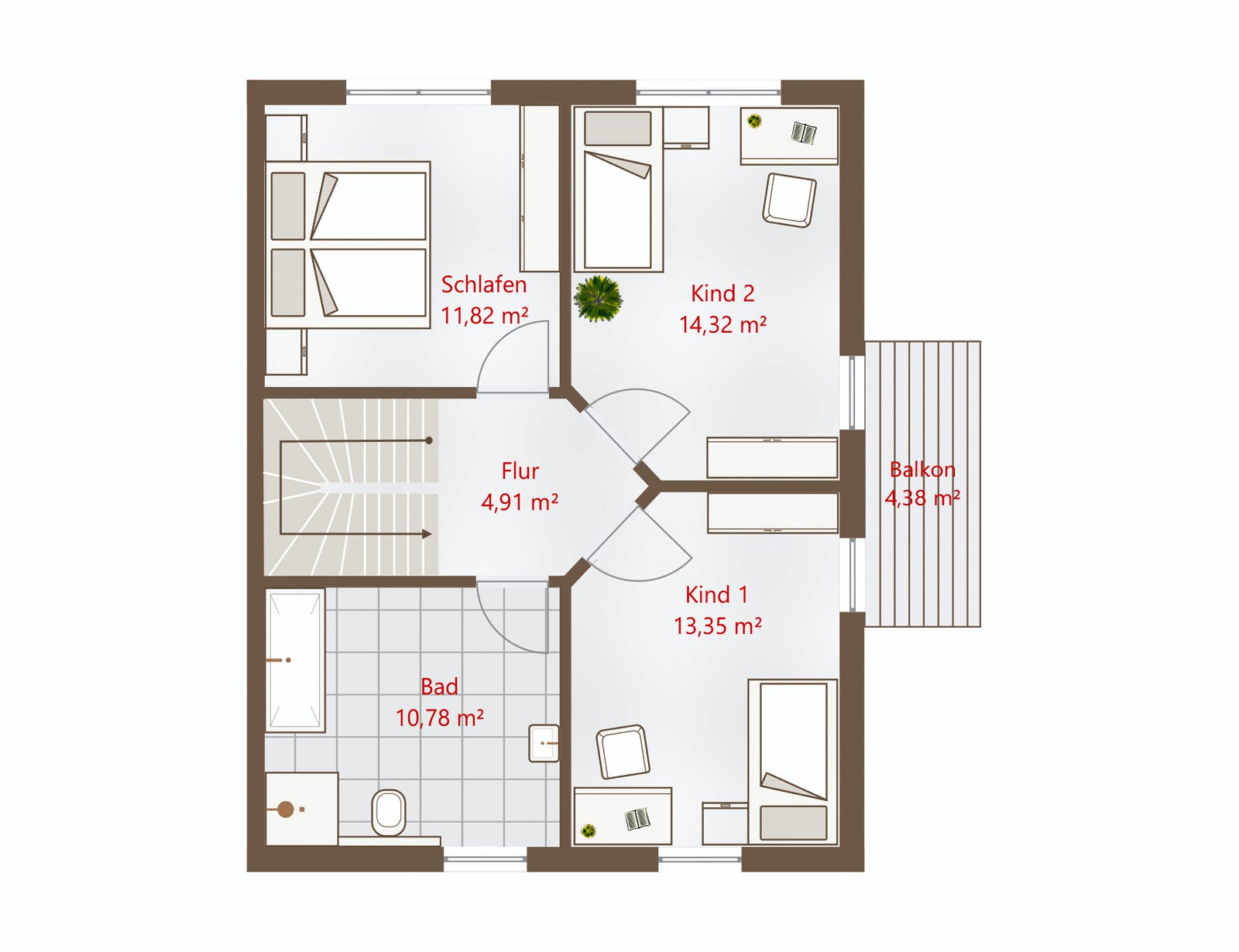 Fertighaus Hausidee 122 WD von DREVO HAUS Schlüsselfertig ab 253200€, Stadtvilla Grundriss 2