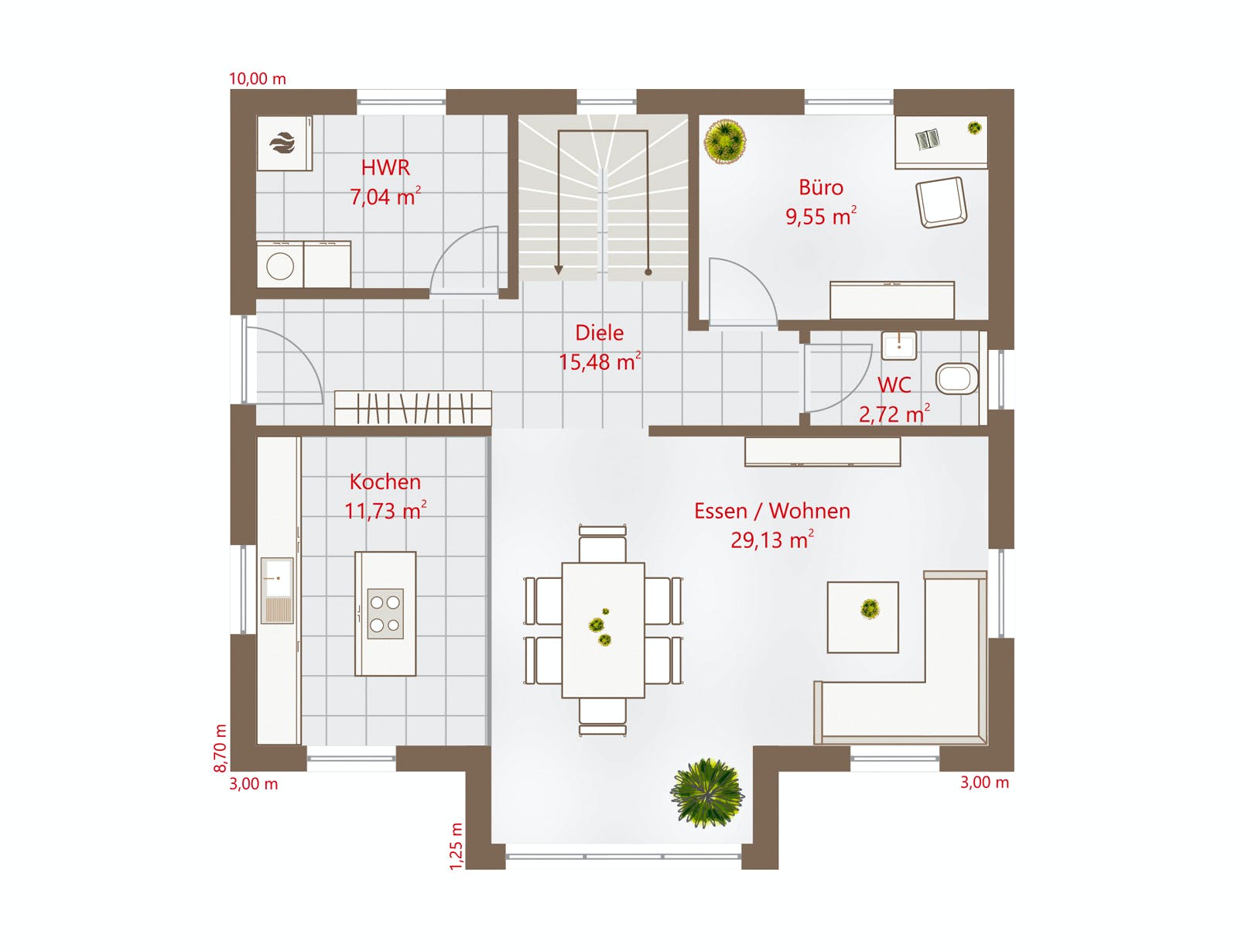 Fertighaus Hausidee 146 WD von DREVO HAUS Schlüsselfertig ab 318100€, Stadtvilla Grundriss 1
