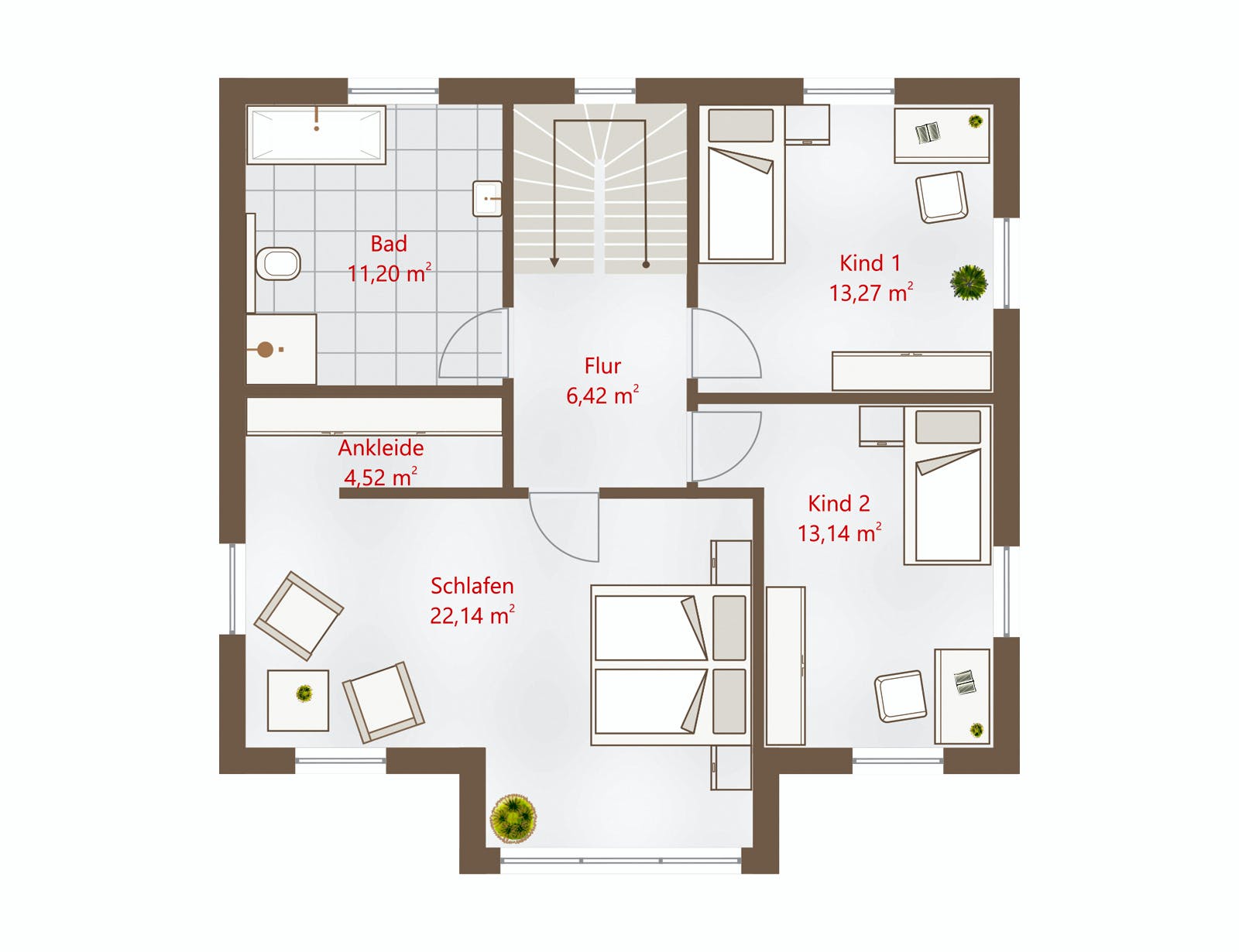 Fertighaus Hausidee 146 WD von DREVO HAUS Schlüsselfertig ab 318100€, Stadtvilla Grundriss 2