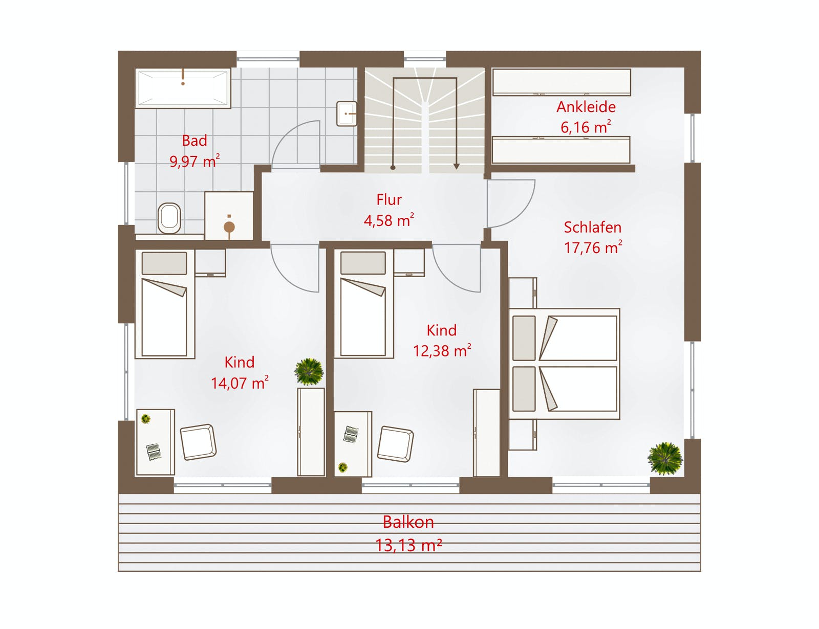 Fertighaus Hausidee 148 SD von DREVO HAUS Schlüsselfertig ab 297200€, Satteldach-Klassiker Grundriss 2