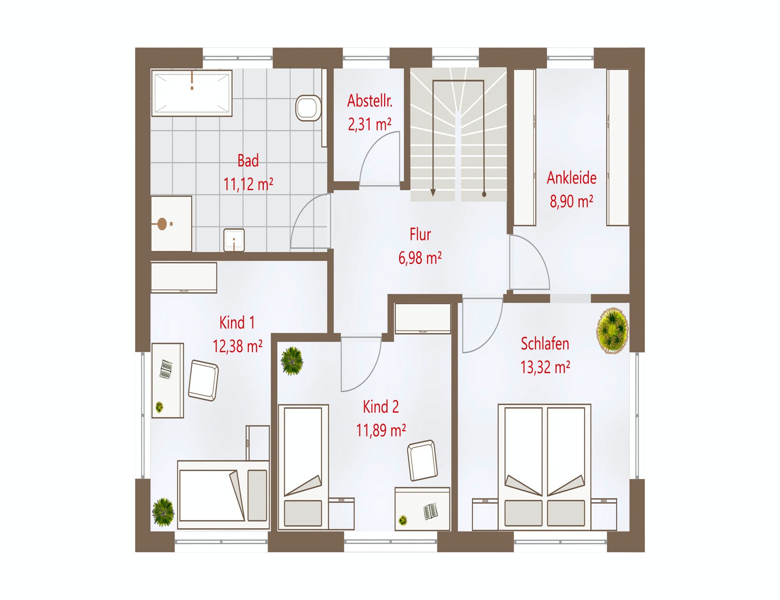 Fertighaus Hausidee 150 SD von DREVO HAUS Schlüsselfertig ab 327200€, Satteldach-Klassiker Grundriss 2