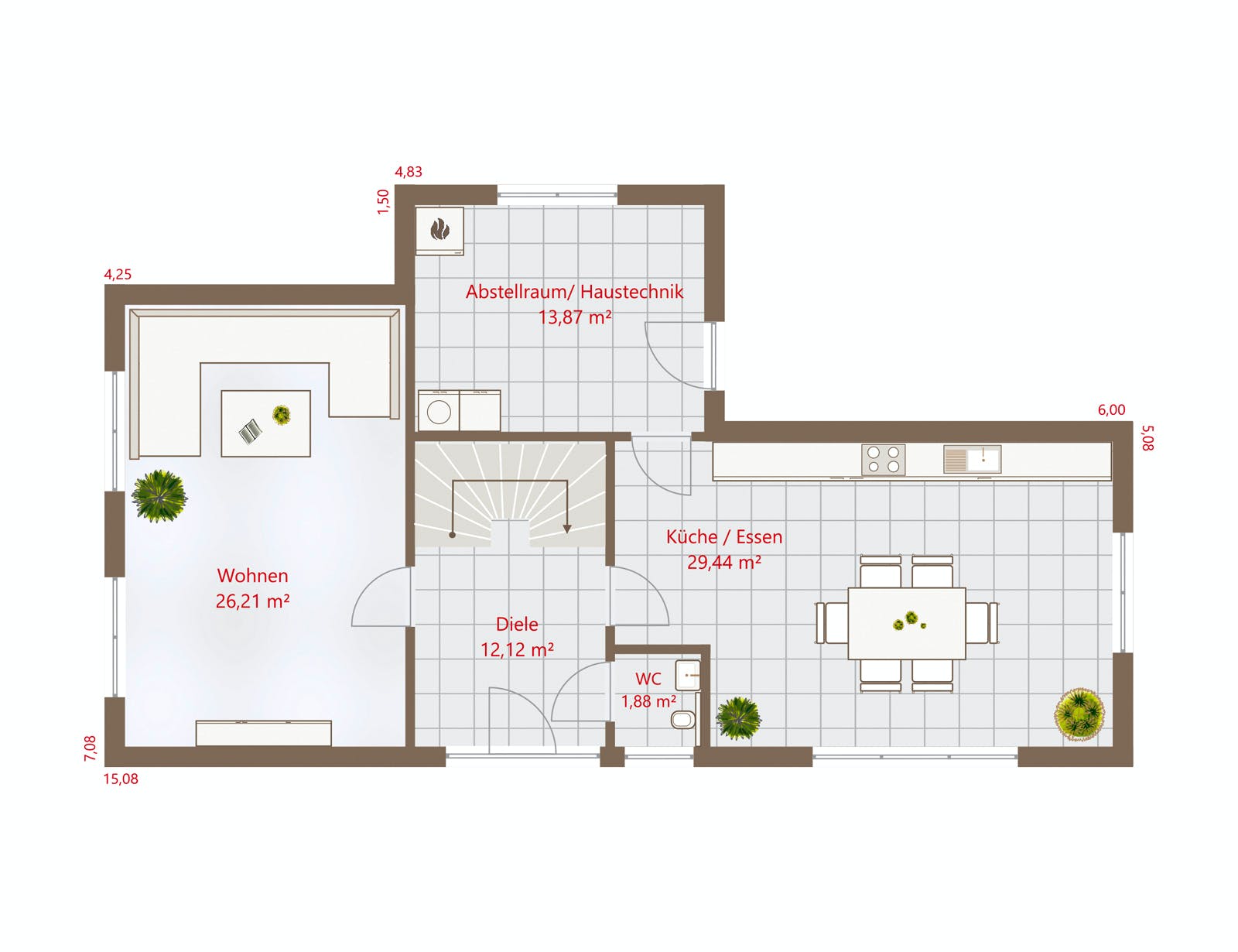 Fertighaus Hausidee 160 FD von DREVO HAUS Schlüsselfertig ab 330800€, Cubushaus Grundriss 1