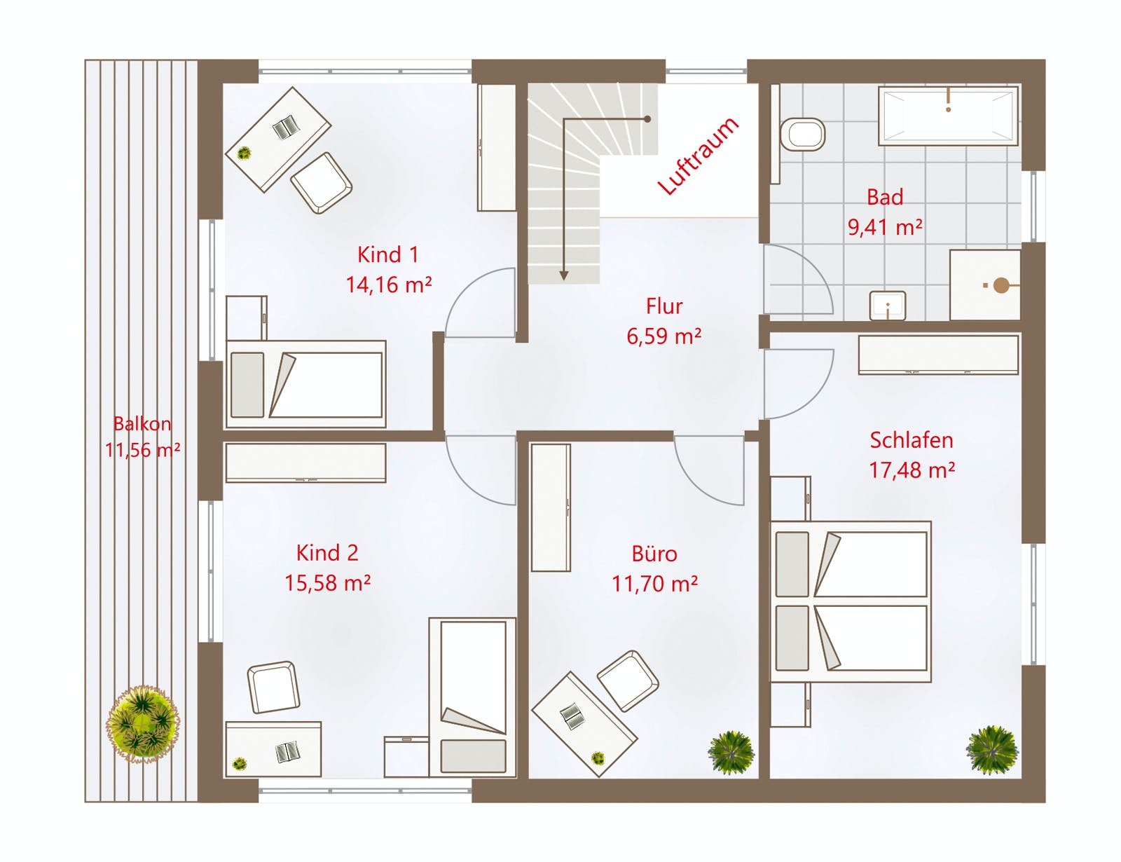 Fertighaus Hausidee 169 SD von DREVO HAUS Schlüsselfertig ab 291200€, Satteldach-Klassiker Grundriss 2