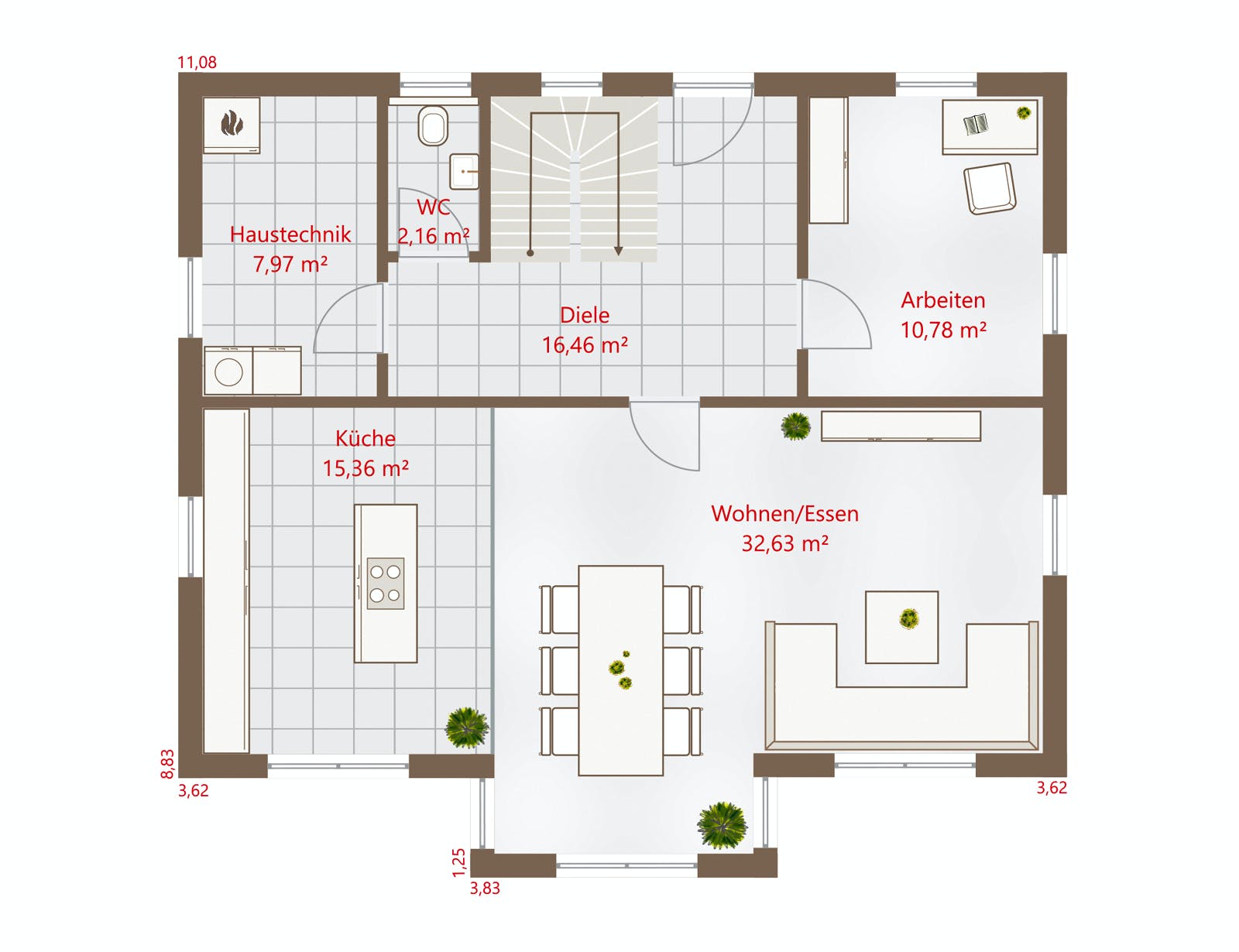 Fertighaus Hausidee 175 WD von DREVO HAUS Schlüsselfertig ab 320300€, Stadtvilla Grundriss 1