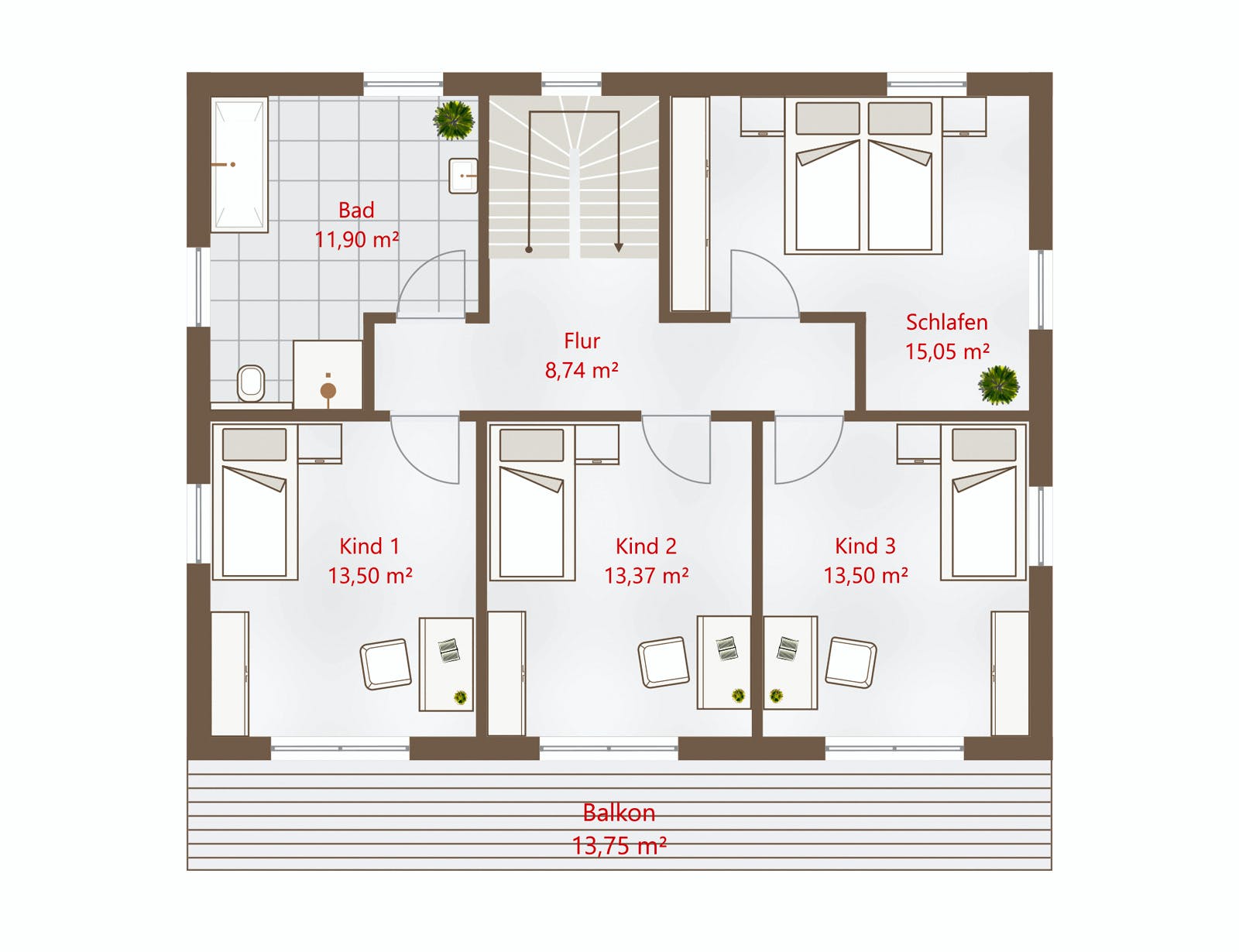 Fertighaus Hausidee 175 WD von DREVO HAUS Schlüsselfertig ab 320300€, Stadtvilla Grundriss 2