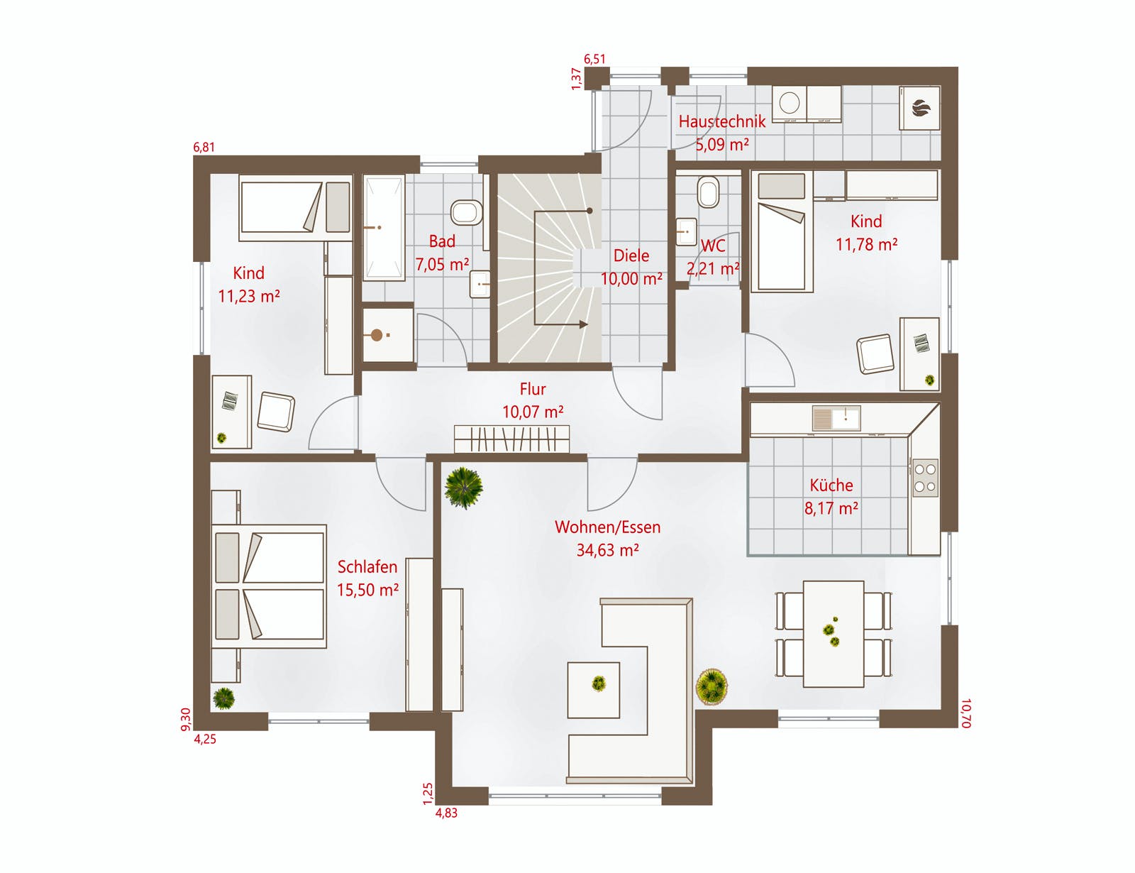 Fertighaus Hausidee 238 VPD von DREVO HAUS Schlüsselfertig ab 444600€, Pultdachhaus Grundriss 1
