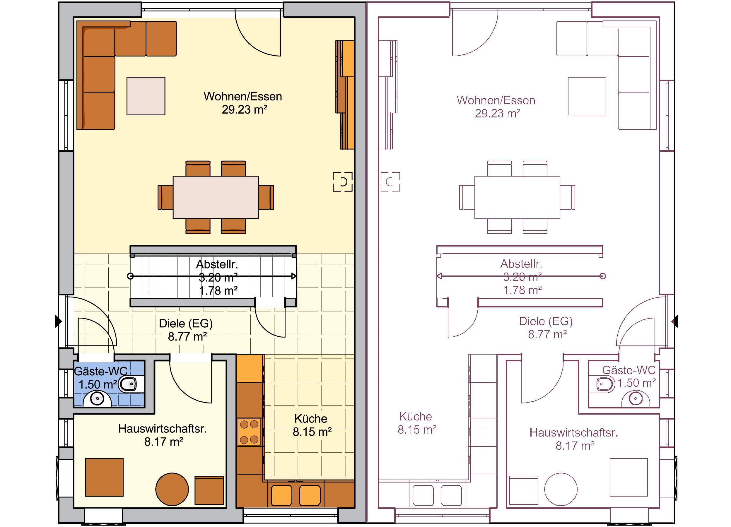 Fertighaus Duett 114 von FINGERHUT-HAUS Schlüsselfertig ab 370058€, Satteldach-Klassiker Grundriss 1