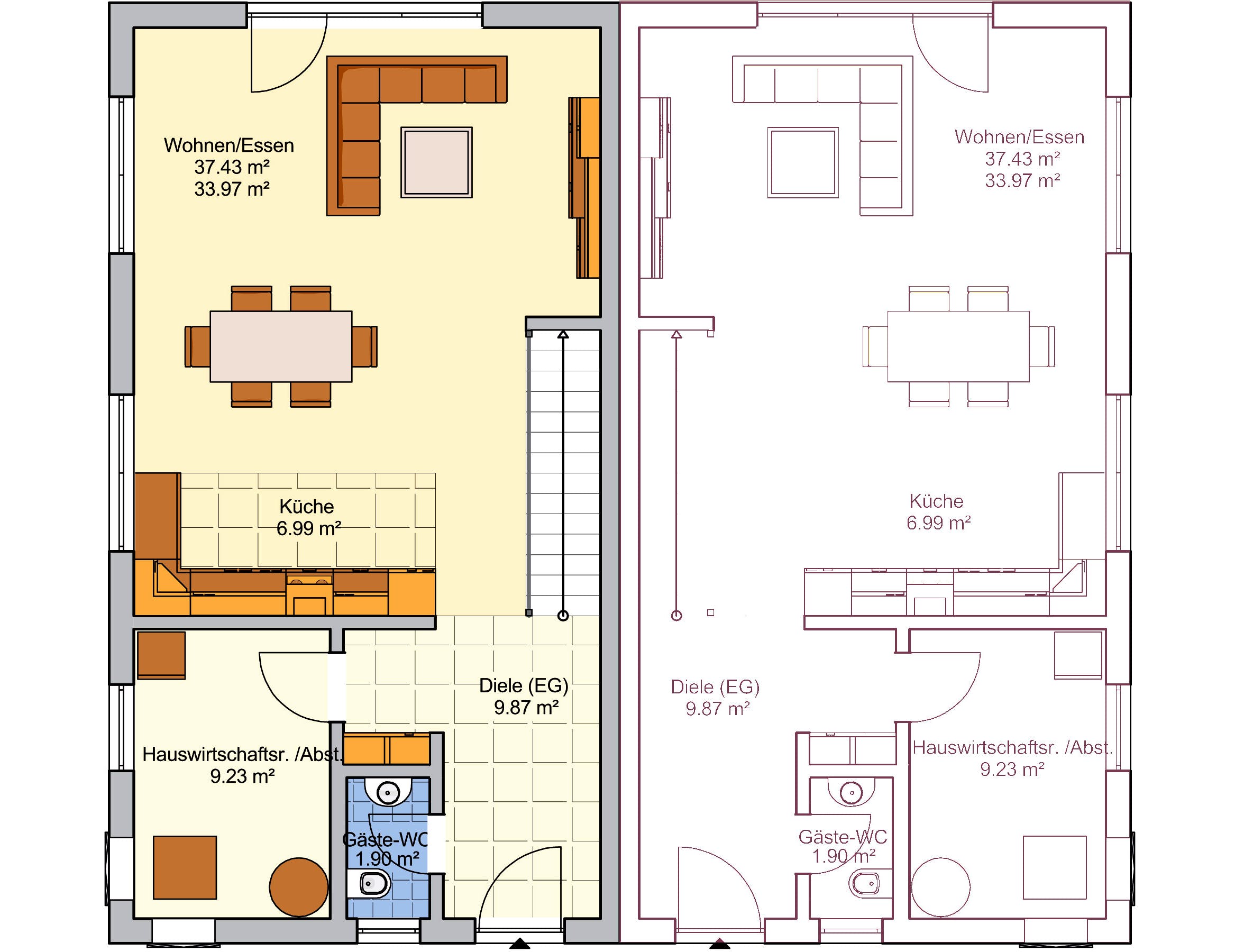 Fertighaus Duett 125 von FINGERHUT-HAUS Schlüsselfertig ab 395584€, Pultdachhaus Grundriss 1