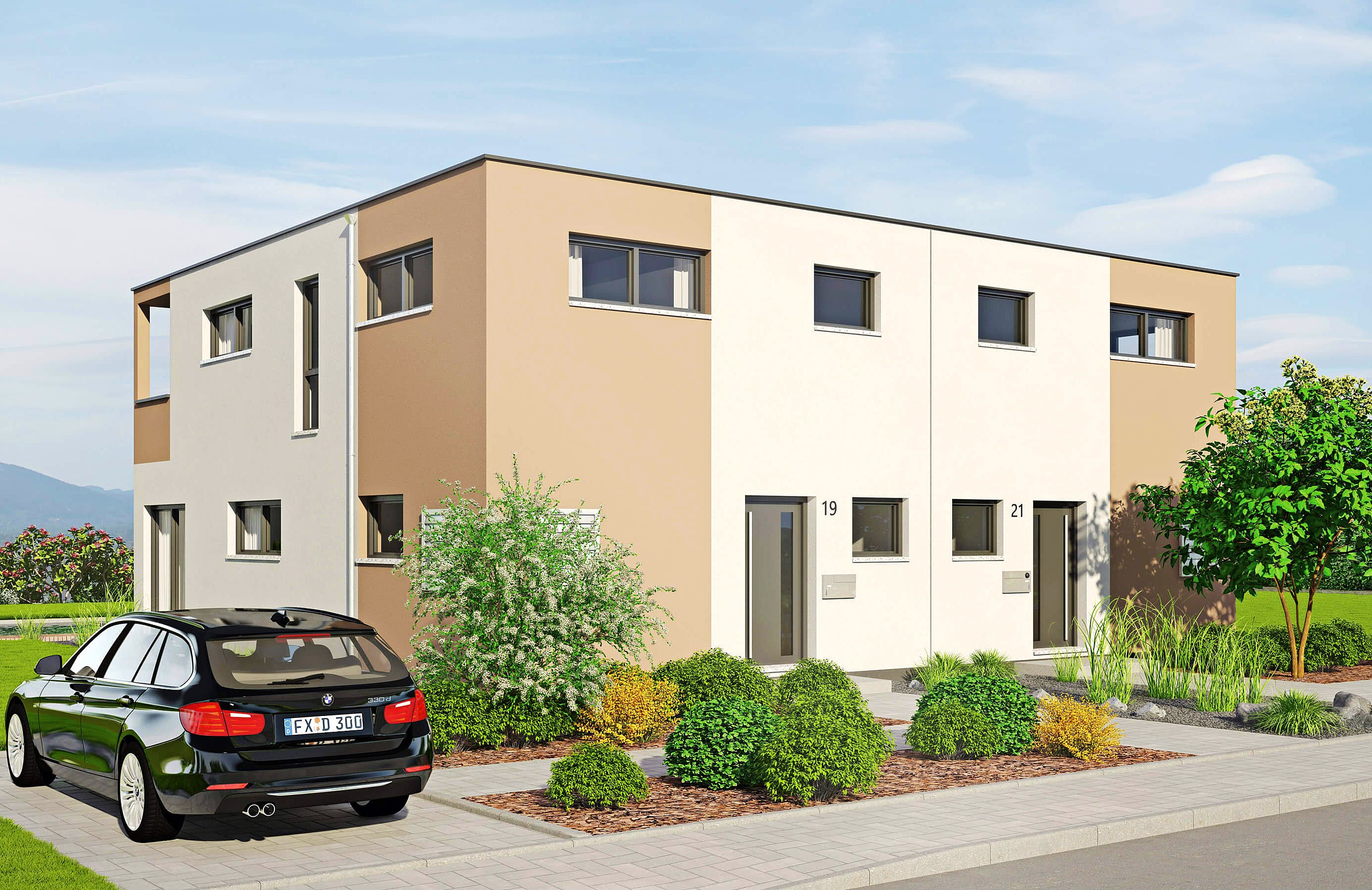 Fertighaus Duett 129 von FINGERHUT-HAUS Schlüsselfertig ab 426254€, Cubushaus Außenansicht 1