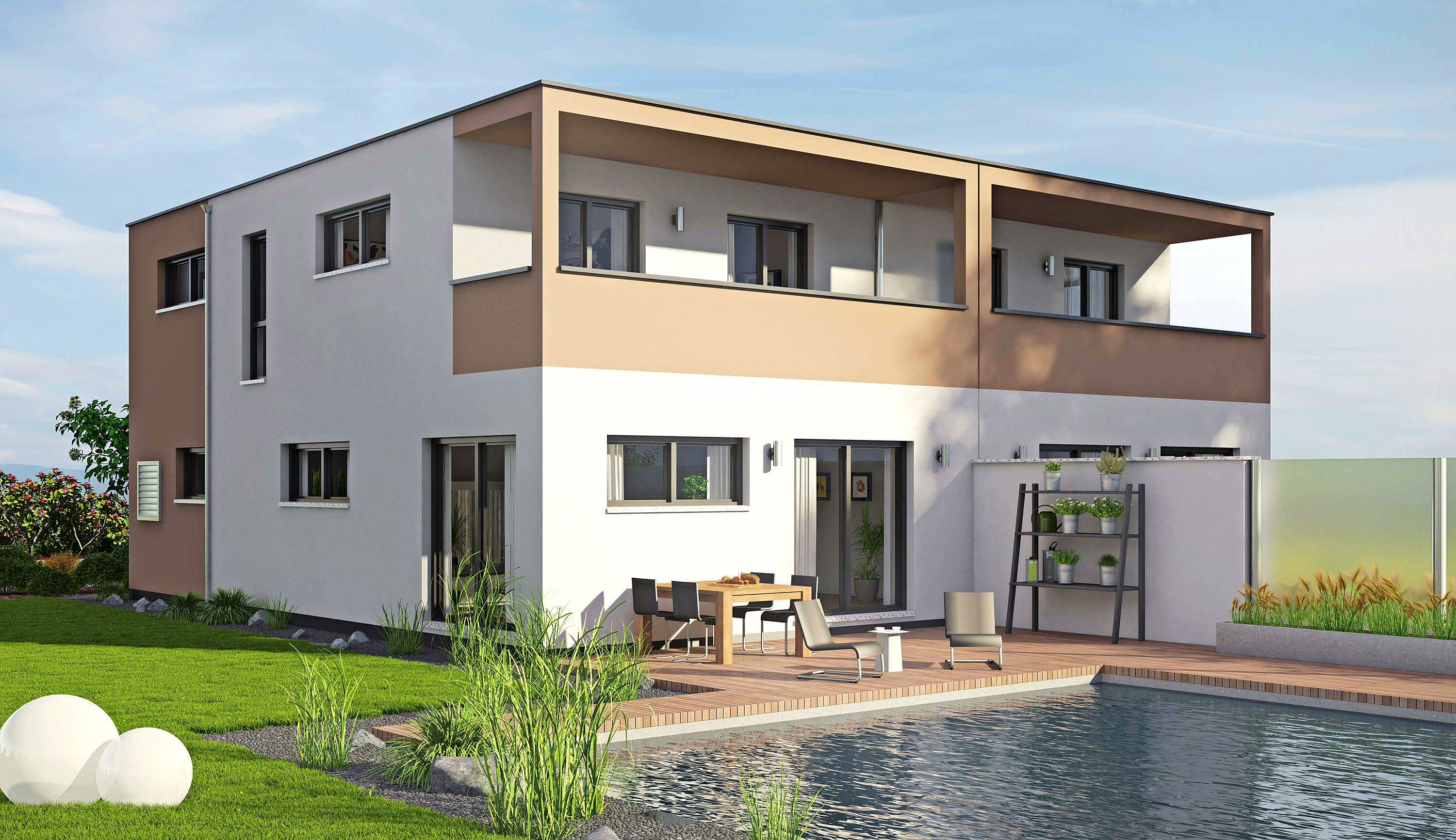 Fertighaus Duett 129 von FINGERHUT-HAUS Schlüsselfertig ab 426254€, Cubushaus Außenansicht 2