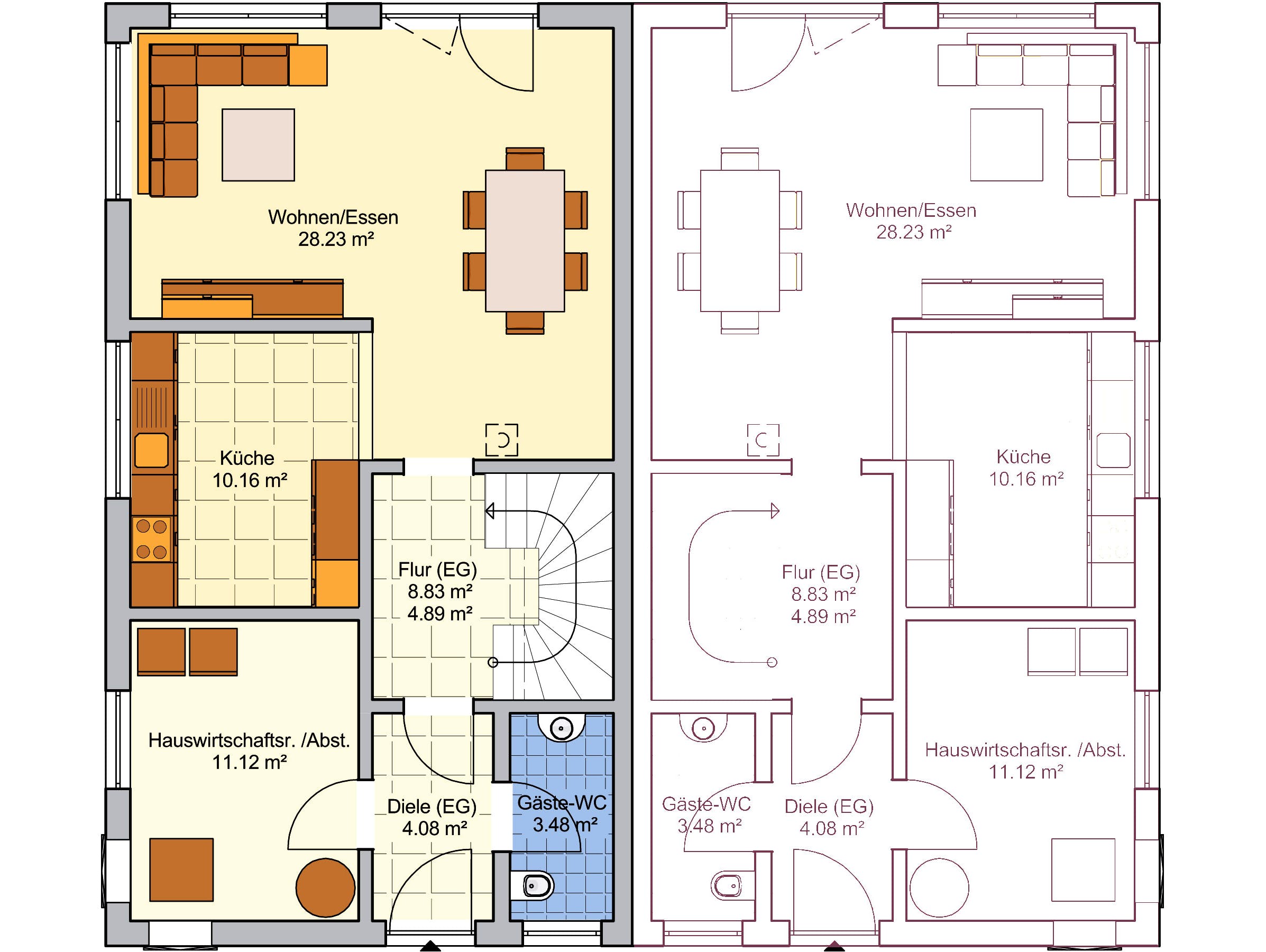 Fertighaus Duett 129 von FINGERHUT-HAUS Schlüsselfertig ab 426254€, Cubushaus Grundriss 1